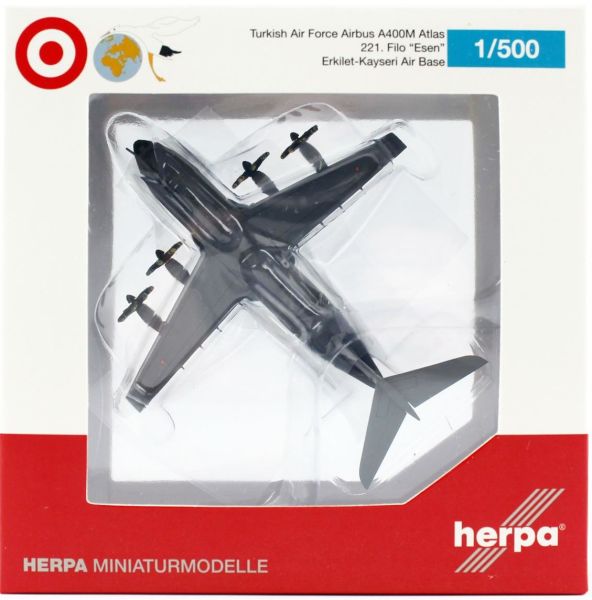 Herpa 535656 1/500 Ölçek, A400M Atlas Turkish AF 221. Filo, Sergilemeye Hazır Model Araç