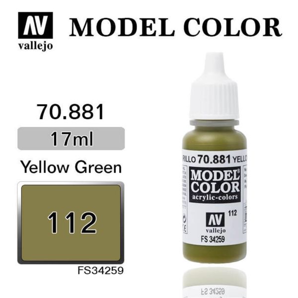 Vallejo 70881 17 ml. (112) Yellow Green-Matt, Model Color Serisi Model Boyası