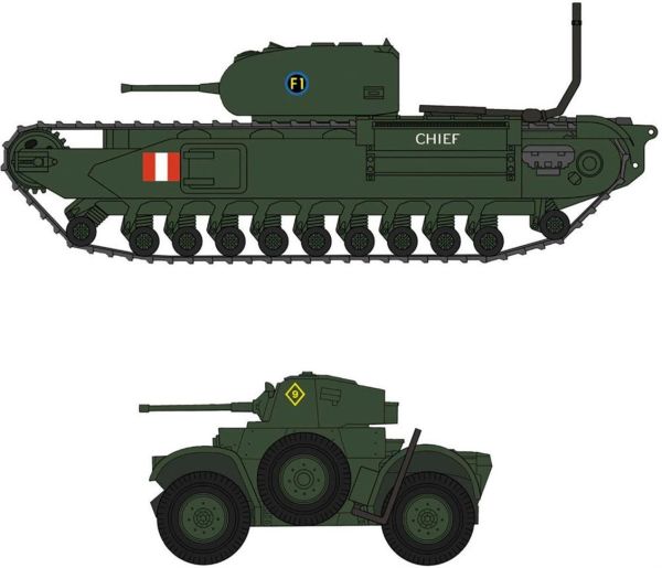 Hasegawa 30043 1/72 Ölçek, Churchill Mk.I/II ve Daimler Mk.II (Dieppe Raid) Tankları, Plastik Model kiti