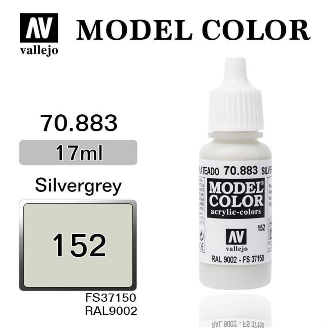 Vallejo 70883 17 ml. (152) Silvergrey-Matt, Model Color Serisi Model Boyası