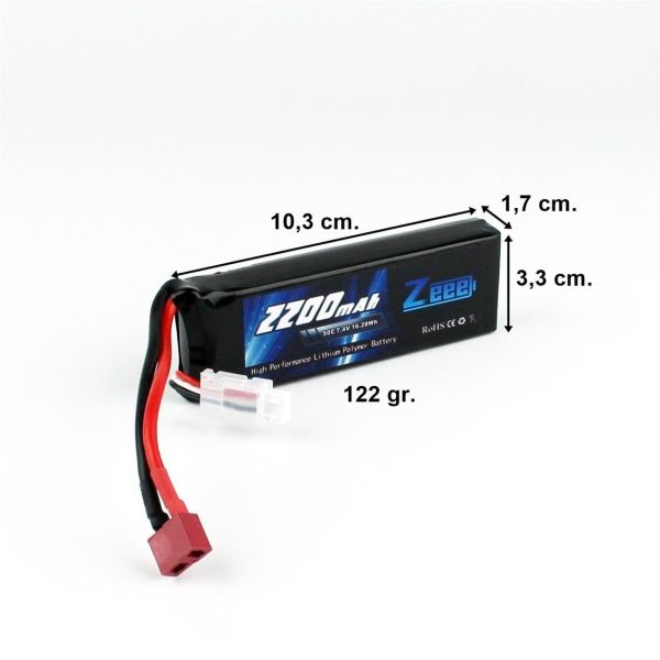 Zeee Power 2S, 7.4 Volt, 2200 mAh, 50C, T-Deans Fişli, Li-Po Pil Grubu