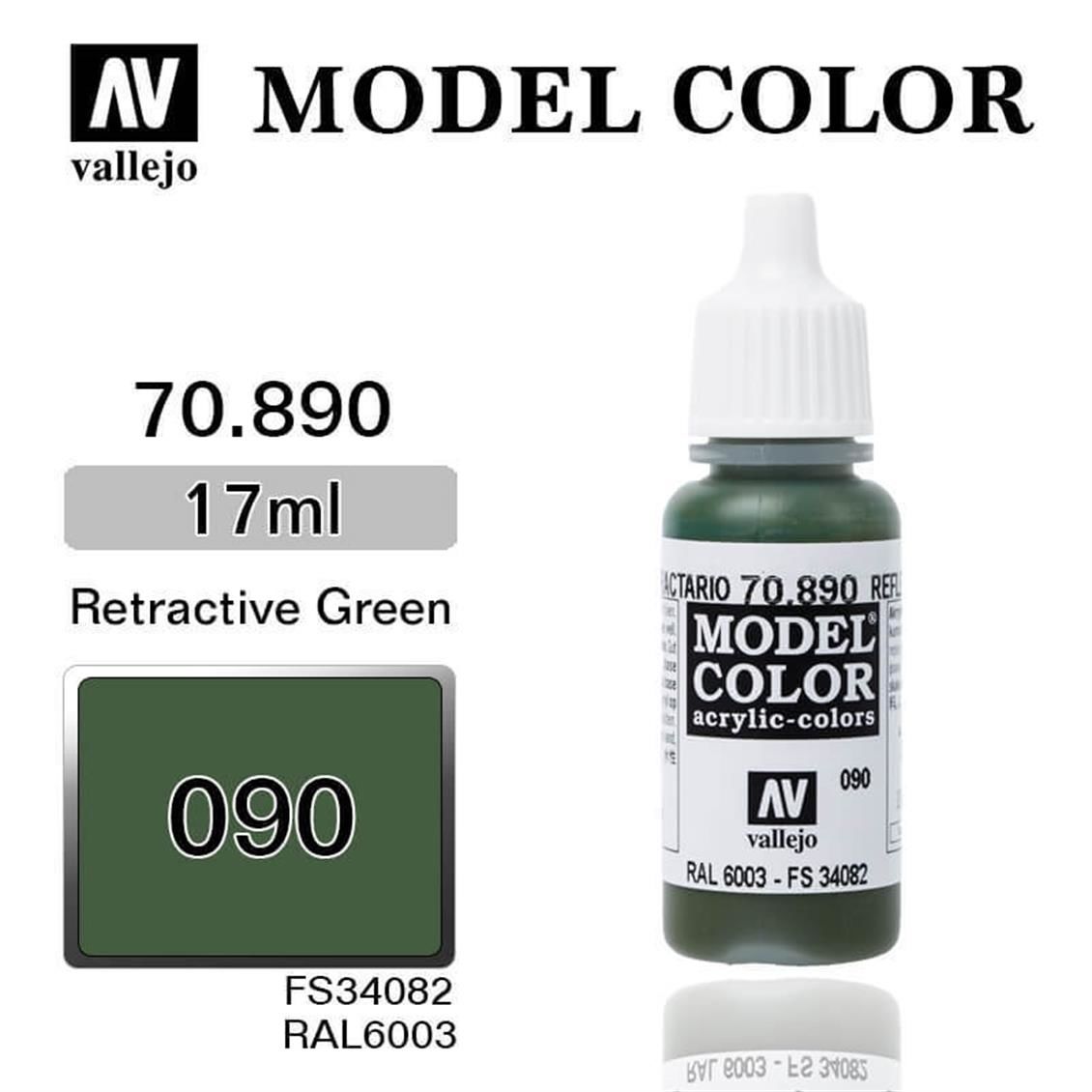 Vallejo 70890 17 ml. (90) Retractive Green-Matt, Model Color Serisi Model Boyası