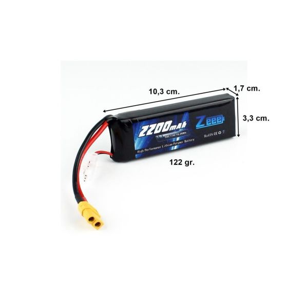 Zeee Power 2S, 7.4 Volt, 2200 mAh, 50C, XT60 Fişli, Li-Po Pil Grubu