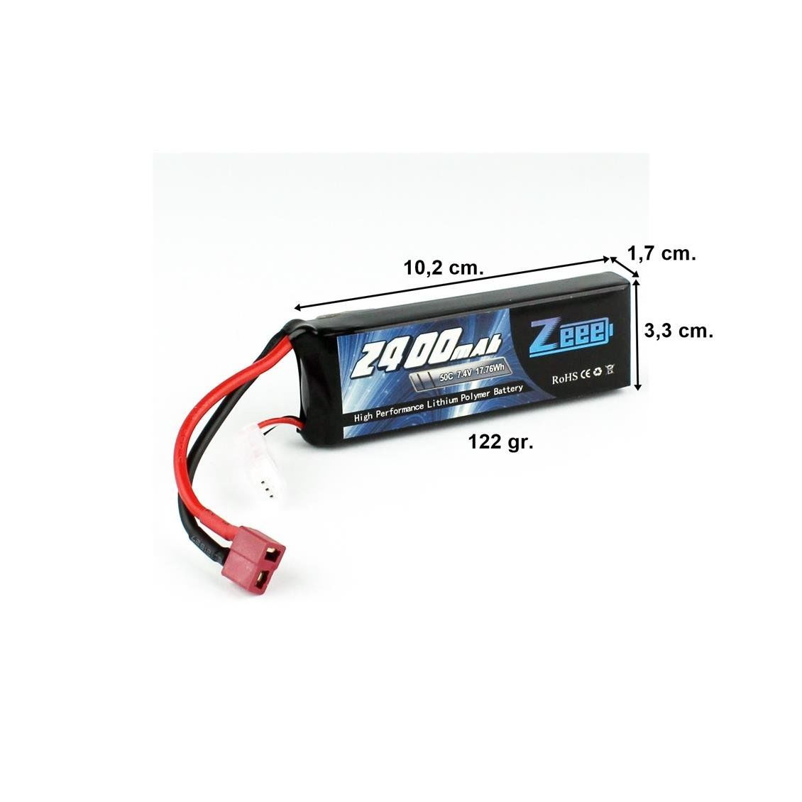 Zeee Power 2S, 7.4 Volt, 2400 mAh, 50C, T-Deans Fişli, Li-Po Pil Grubu