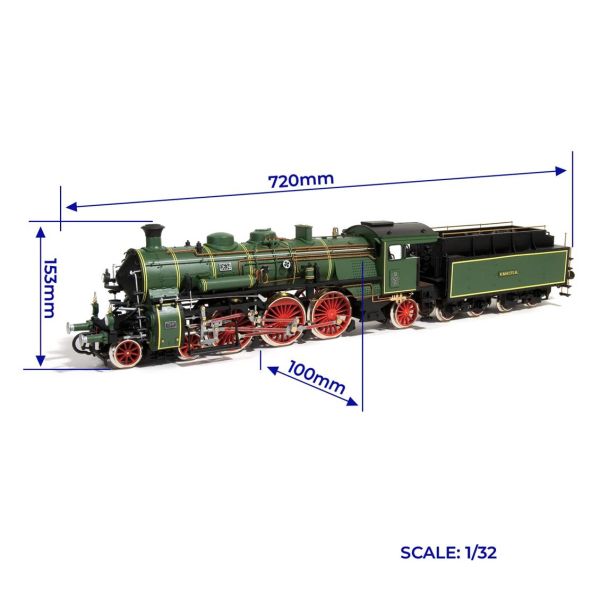 Occre 54002 1/32 Ölçek, Bavarian BR-18 Buharlı Lokomotif Ahşap Model Kiti