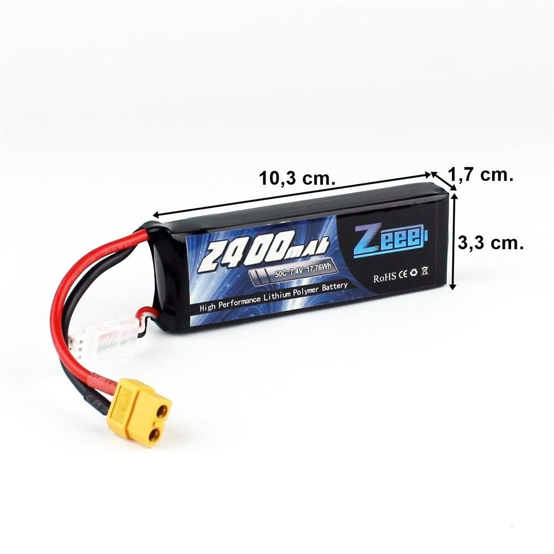 Zeee Power 2S, 7.4 Volt, 2400 mAh, 50C, XT60 Fişli, Li-Po Pil Grubu