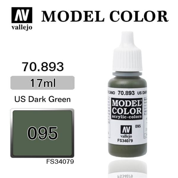 Vallejo 70893 17 ml. (95) Us Dark Green-Matt, Model Color Serisi Model Boyası