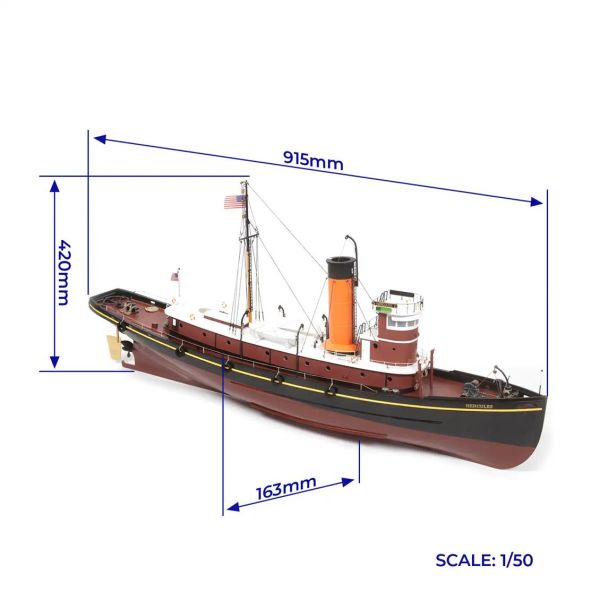 Occre 61002 1/50 Ölçek, Hercules R/C Dönüştürülebilir Römorkör Ahşap Model Kiti