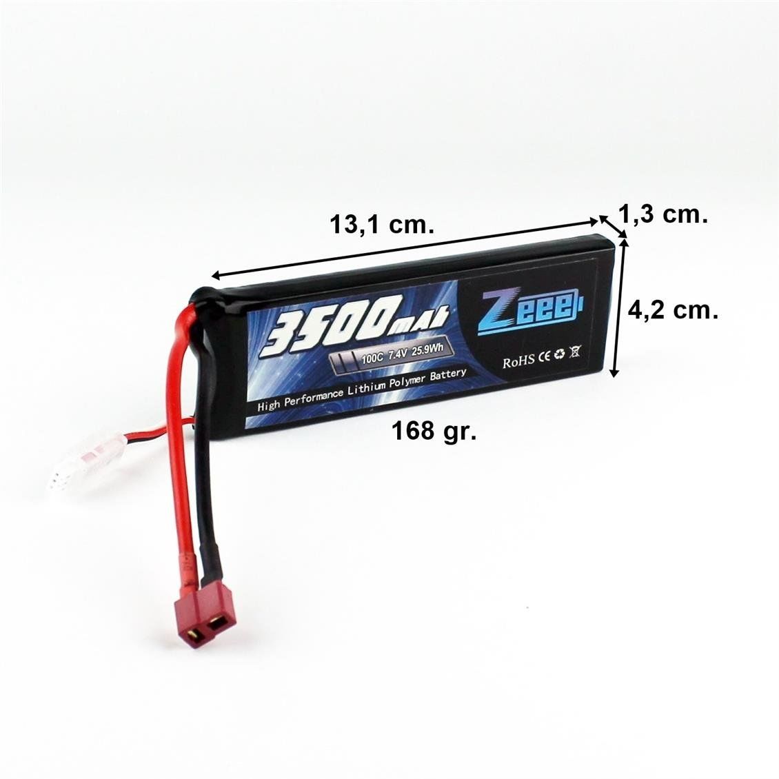 Zeee Power 2S, 7.4 Volt, 3500 mAh, 100C, T-Deans Fişli, Li-Po Pil Grubu