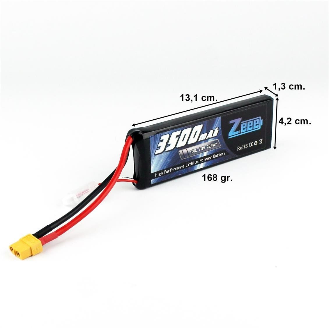 Zeee Power 2S, 7.4 Volt, 3500 mAh, 100C, XT60 Fişli, Li-Po Pil Grubu