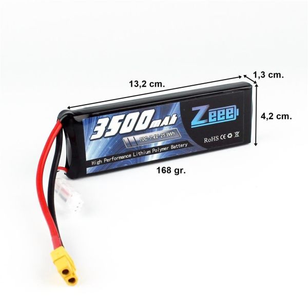 Zeee Power 2S, 7.4 Volt, 3500 mAh, 70C, XT60 Fişli, Li-Po Pil Grubu