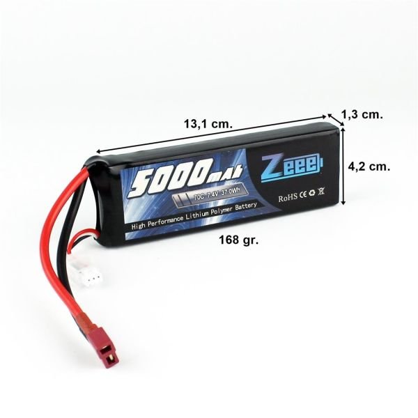 Zeee Power 2S, 7.4 Volt, 5000 mAh, 70C, T-Deans Fişli, Li-Po Pil Grubu