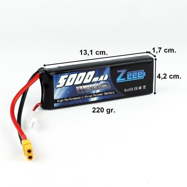 Zeee Power 2S, 7.4 Volt, 5000 mAh, 70C, XT60 Fişli, Li-Po Pil Grubu