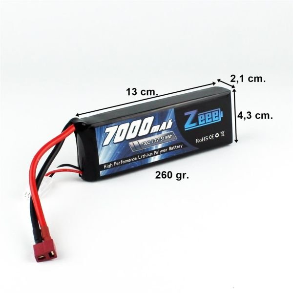 Zeee Power 2S, 7.4 Volt, 7000 mAh, 100C, T-Deans Fişli, Li-Po Pil Grubu