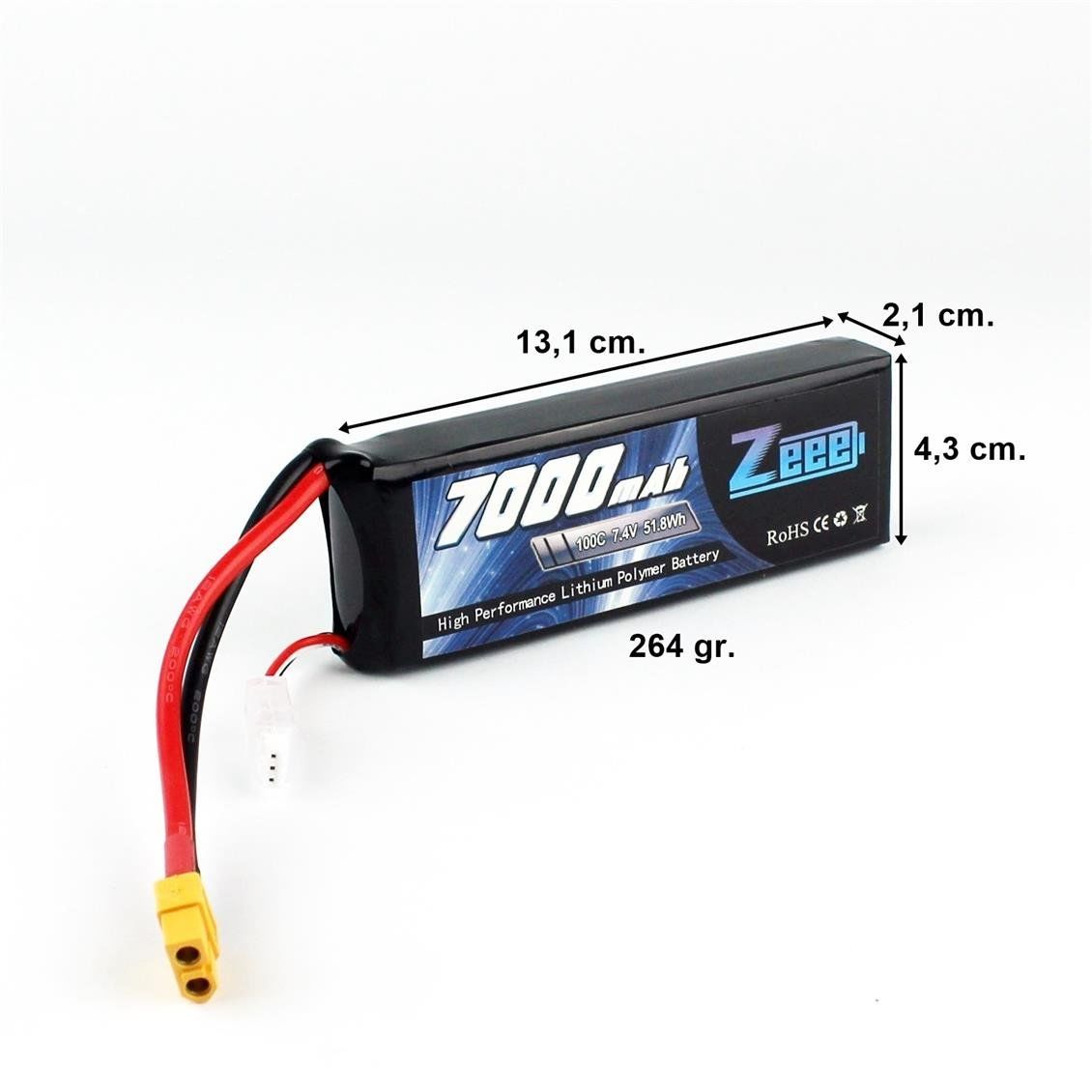 Zeee Power 2S, 7.4 Volt, 7000 mAh, 100C, XT60 Fişli, Li-Po Pil Grubu