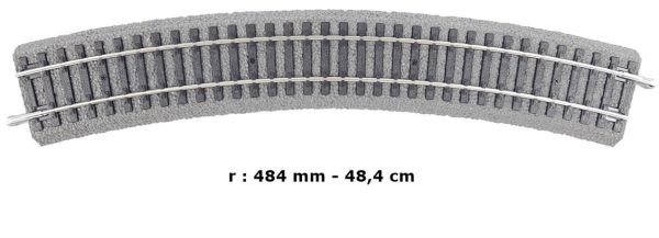 Piko 55413 1/87 Ölçek, Ray Yataklı, R3, 30', r=484 mm. Dönüşlü Model Tren Rayı