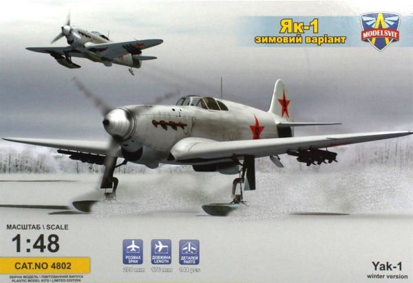 Modelsvit MSVIT4802 1/48 Ölçek, YAK-1 Sovyet Arktik Kayaklı Avcı Uçağı, Plastik Model kiti