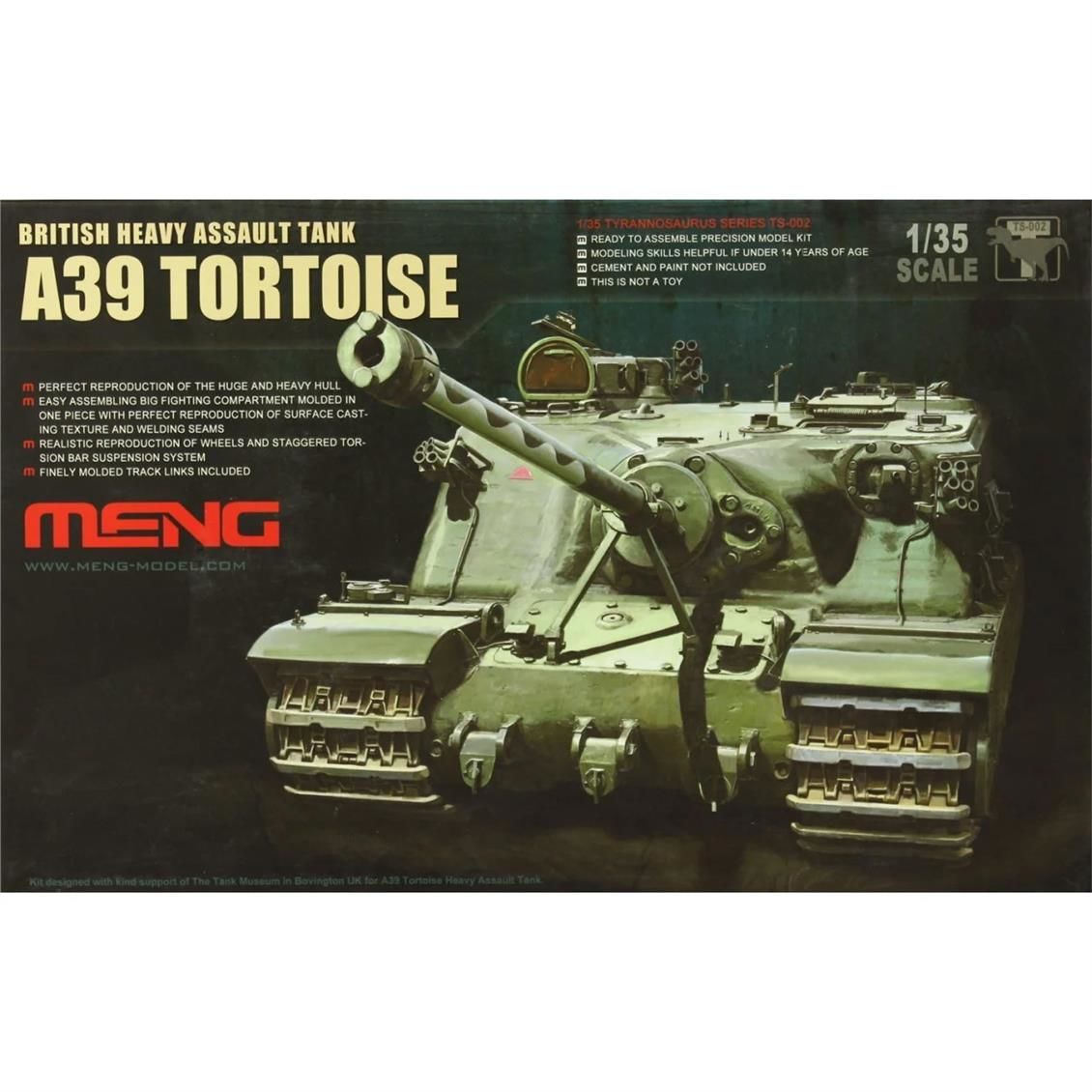 Meng TS-002 1/35 Ölçek, İngiliz A39 TORTOISE Ağır Saldırı Tankı, Plastik Model kiti