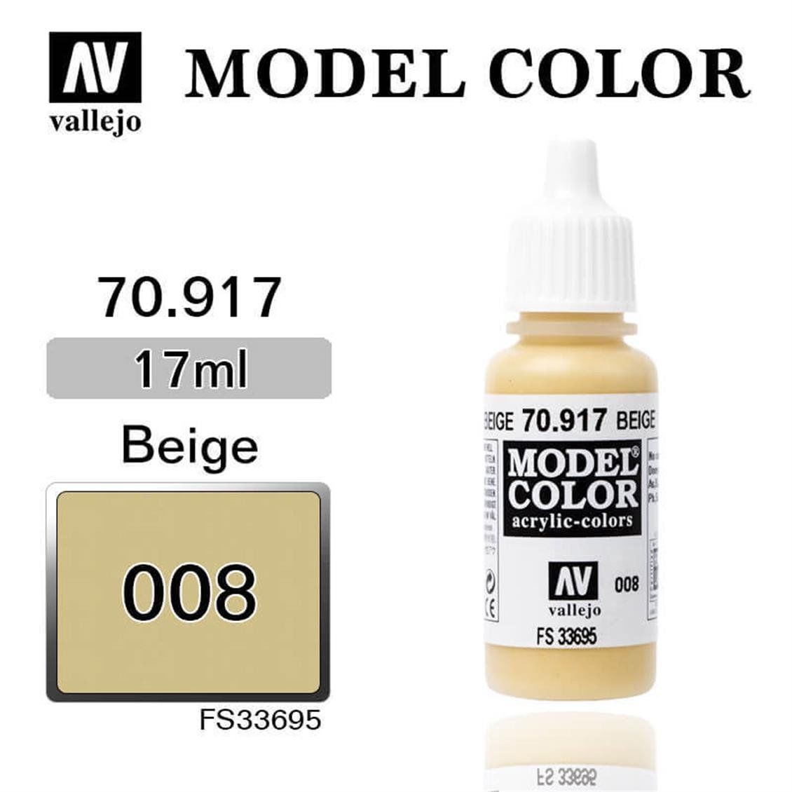 Vallejo 70917 17 ml. (8) Beige-Matt, Model Color Serisi Model Boyası