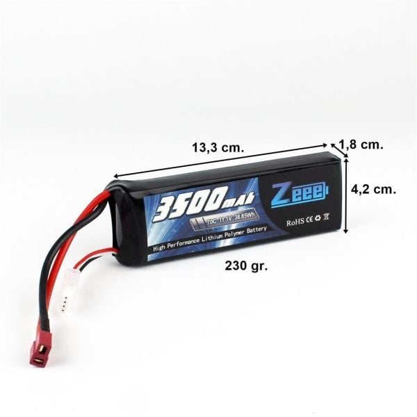 Zeee Power 3S, 11.1 Volt, 3500 mAh, 70C, T-Deans Fişli, Li-Po Pil Grubu