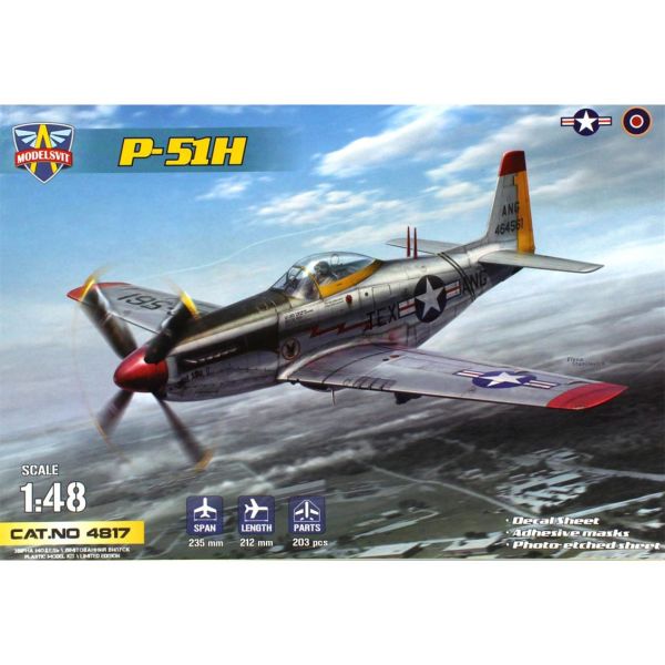 Modelsvit MSVIT4817 1/48 Ölçek, P-51H Mustang Amerikan Avcı Uçağı, Plastik Model kiti