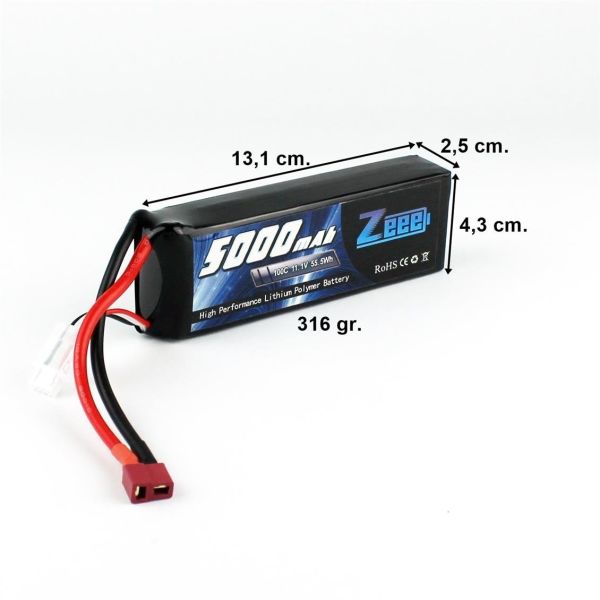 Zeee Power 3S, 11.1 Volt, 5000 mAh, 100C, T-Deans Fişli, Li-Po Pil Grubu