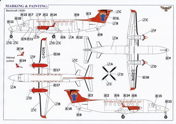 Modelsvit SVM-72004 1/72 Ölçek, Beechcraft 1900 D Northern Thunderbird Hava Yolları Yolcu Uçağı, Plastik Model kiti