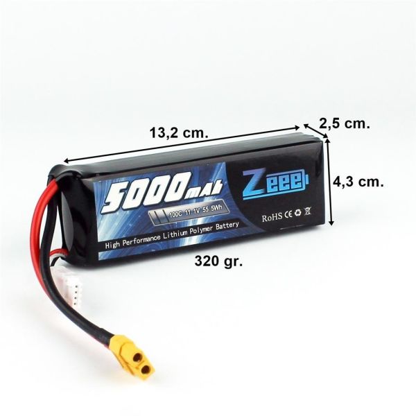 Zeee Power 3S, 11.1 Volt, 5000 mAh, 100C, XT60 Fişli, Li-Po Pil Grubu