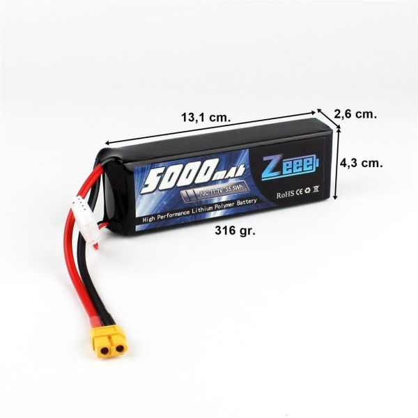 Zeee Power 3S, 11.1 Volt, 5000 mAh, 70C, XT60 Fişli, Li-Po Pil Grubu