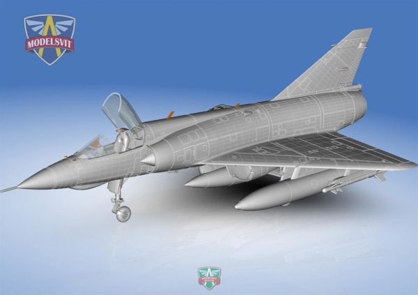 Modelsvit MSVIT72045 1/72 Ölçek, Mirage III E Fransız Avcı Uçağı, Plastik Model kiti