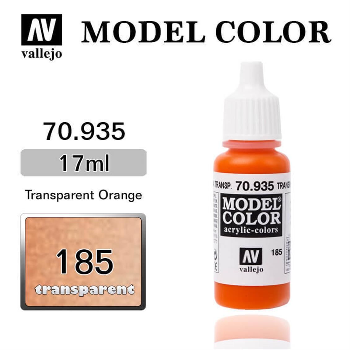 Vallejo 70935 17 ml. (185) Transp. Orange-Transparent, Model Color Serisi Model Boyası