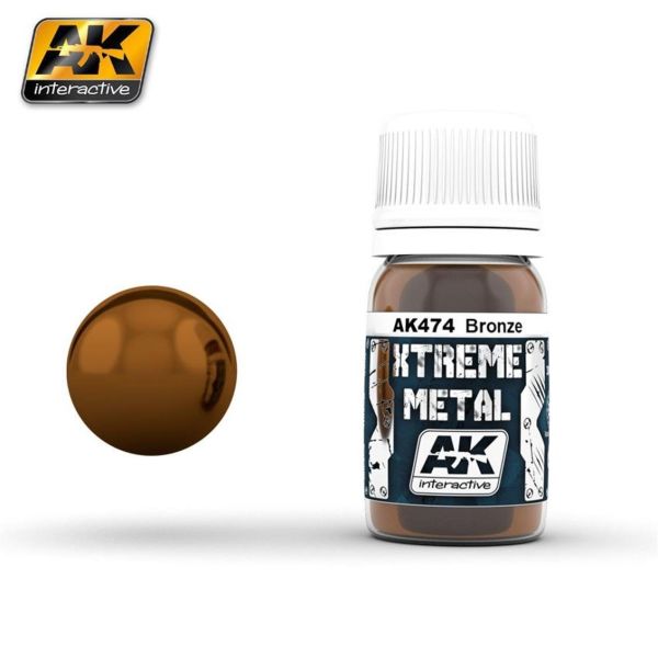 AK Interactive 474 30 ml. Bronz Rengi, Xtreme Metal Serisi Model Boyası