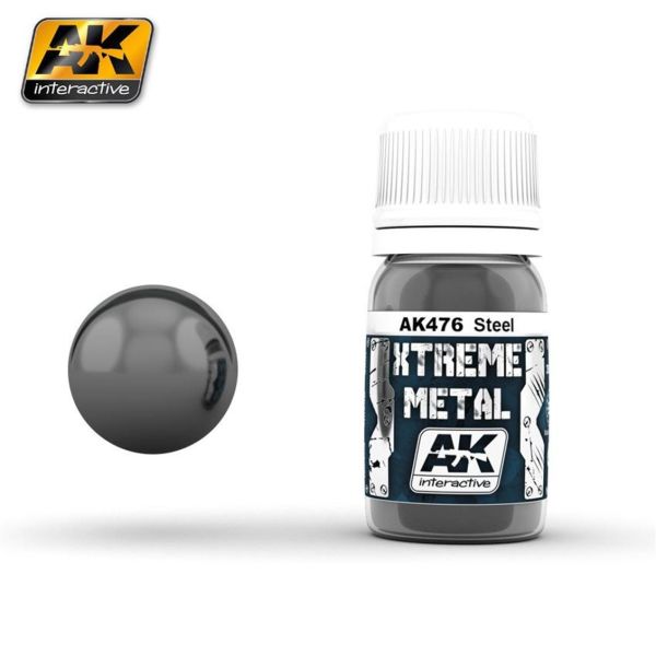 AK Interactive 476 30 ml. Çelik Rengi, Xtreme Metal Serisi Model Boyası