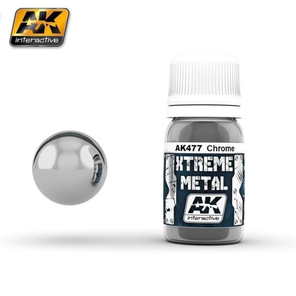 AK Interactive 477 30 ml. Krom Rengi, Xtreme Metal Serisi Model Boyası