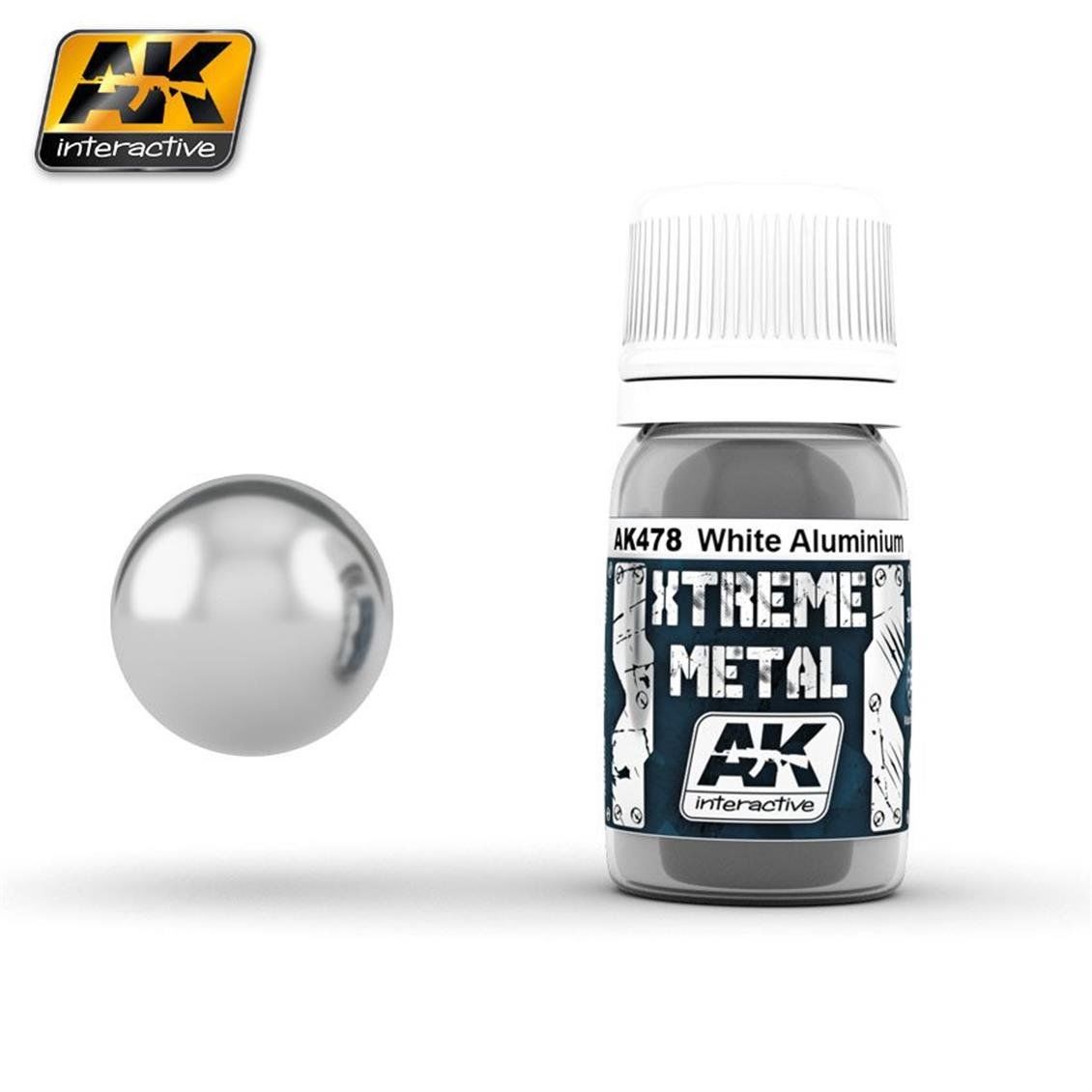 AK Interactive 478 30 ml. Beyaz Alüminyum Rengi, Xtreme Metal Serisi Model Boyası