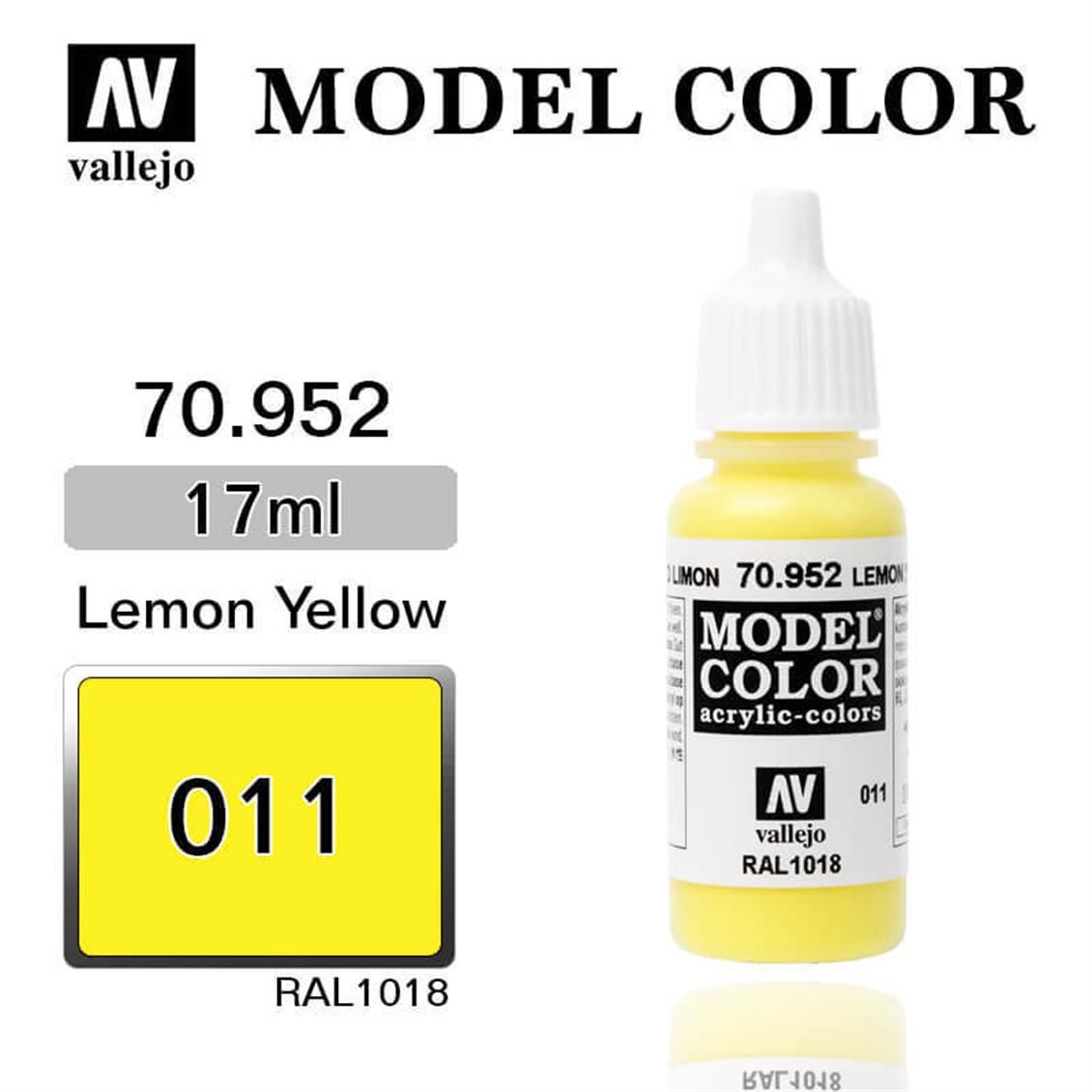 Vallejo 70952 17 ml. (11) Lemon Yellow-Matt, Model Color Serisi Model Boyası