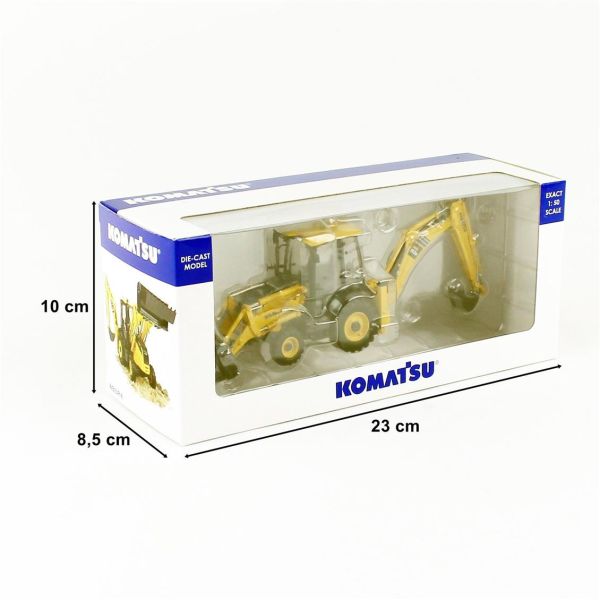 Universal Hobbies UH8142 1/50 Ölçek, Komatsu WB93-R 2WD Backhoe Loder, Sergilemeye Hazır Metal İş Makinası Modeli