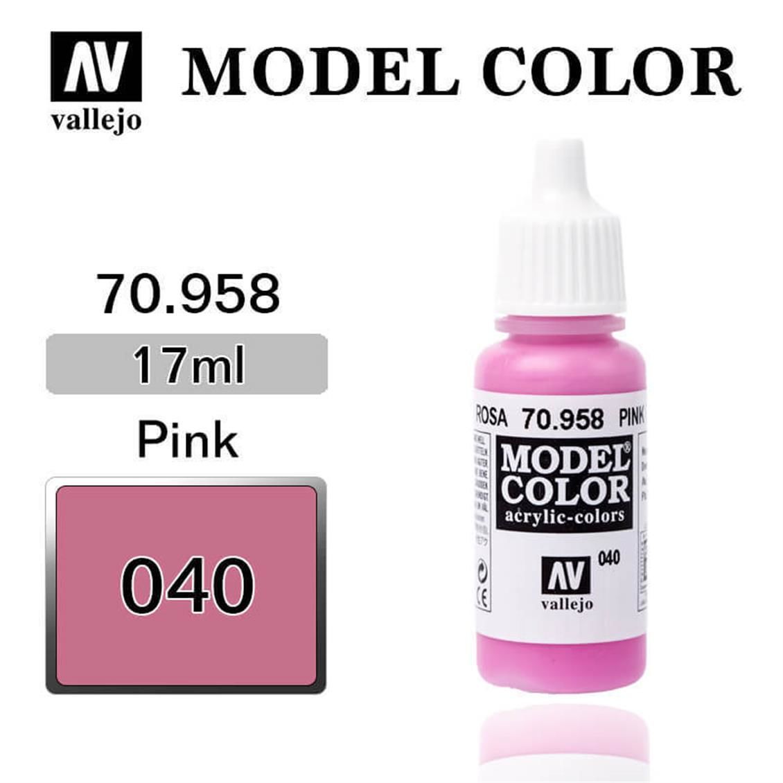 Vallejo 70958 17 ml. (40) Pink-Matt, Model Color Serisi Model Boyası