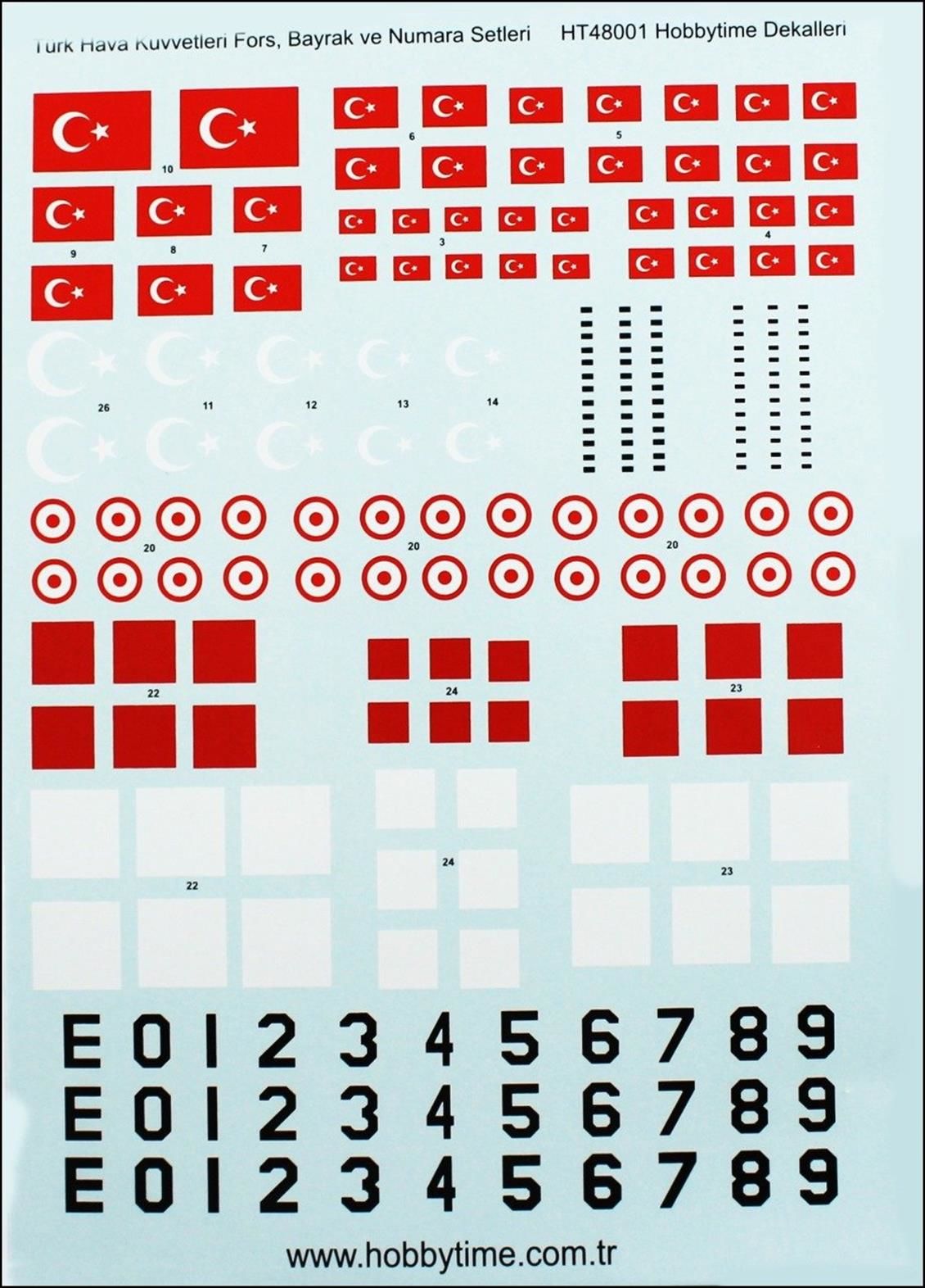 Microscale 48001 1/48 Ölçek, Türk Hava Kuvvetleri Decal Seti