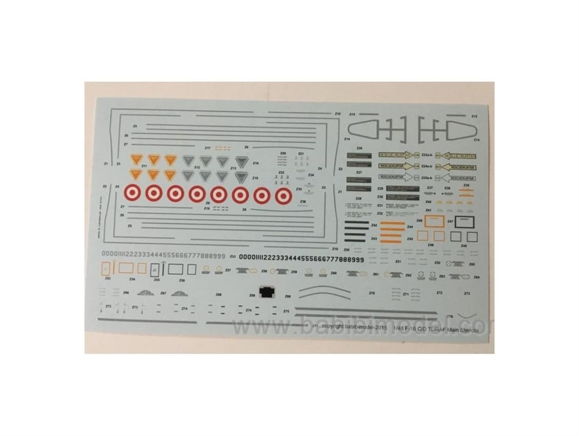 Babibi DBT01259 1/48 Ölçek, F-16D, Kurt Filo Özel Şema, Dekal Çıkartma