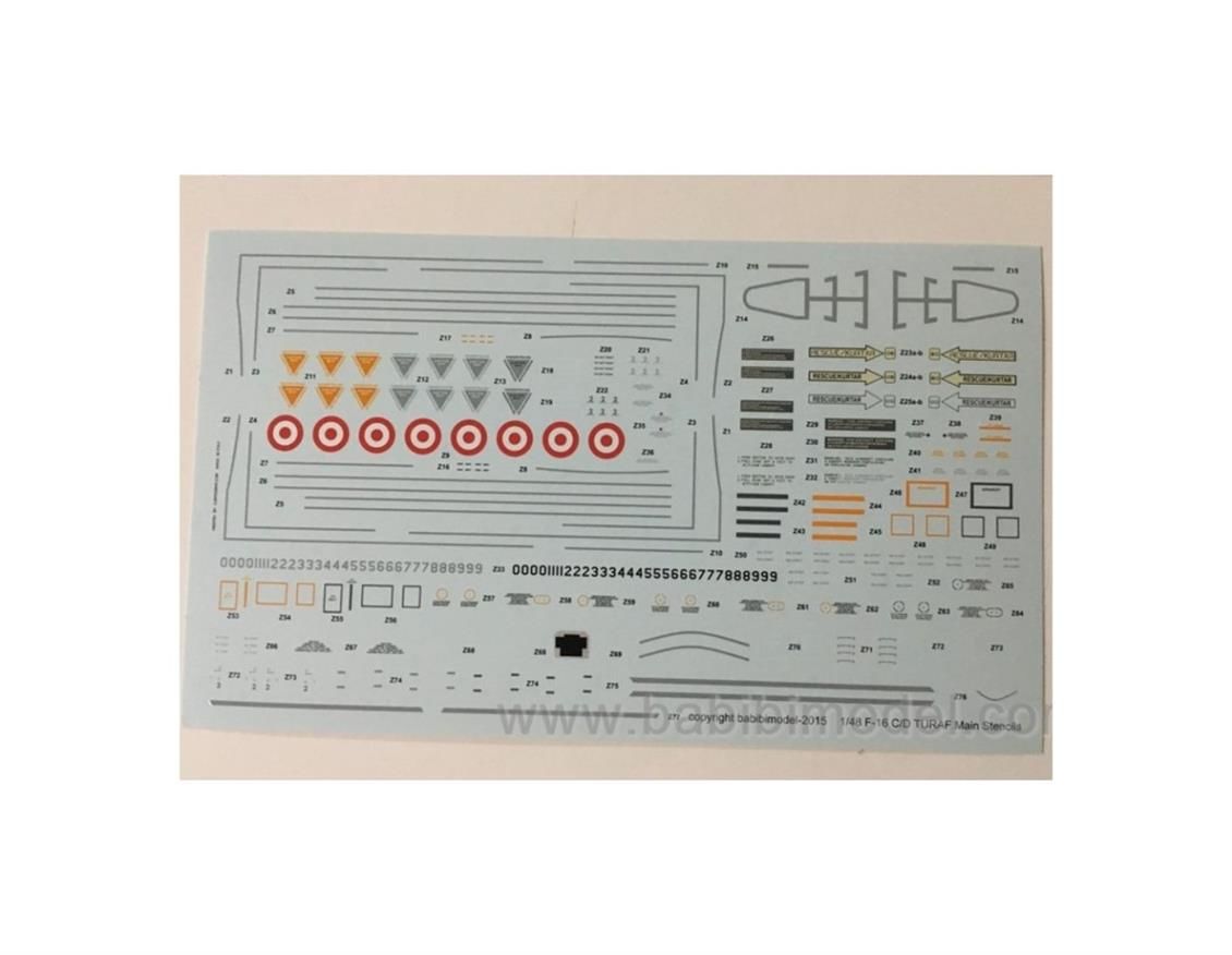 Babibi DBT01275 1/48 Ölçek, F-16 D, Kobra Filo Özel Şema, Dekal Çıkartma