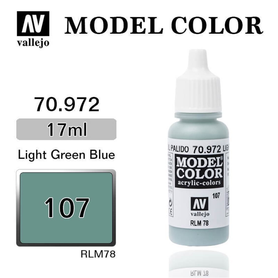 Vallejo 70972 17 ml. (107) Light Green Blue-Matt, Model Color Serisi Model Boyası