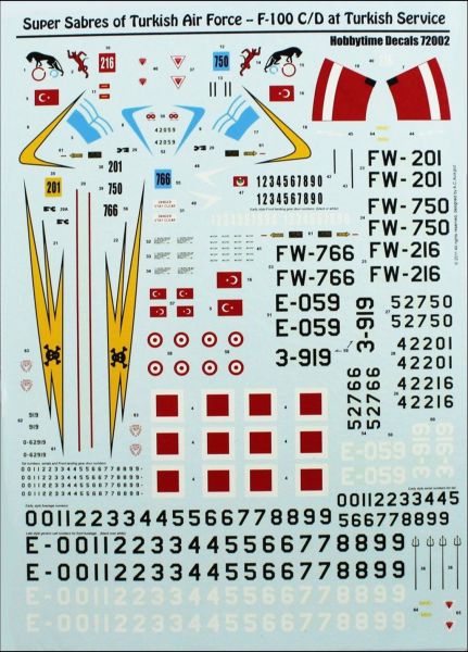 Microscale 72002 1/72 Ölçek, Türk F 100 C/D Decal Seti