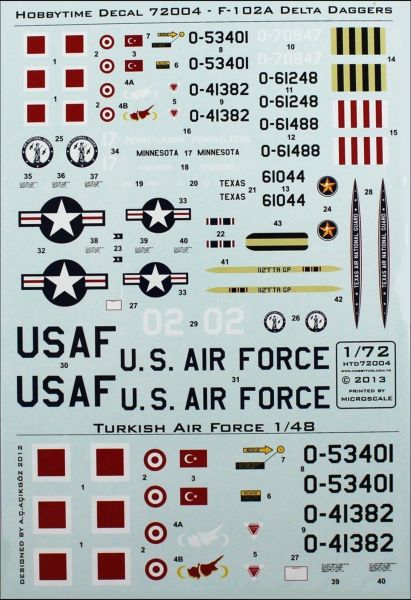 Microscale 72004 1/72 Ölçek, F-102 A Decals