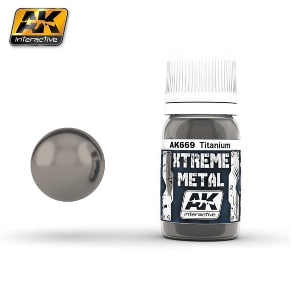 AK Interactive 669 30 ml. Titanyum Rengi, Xtreme Metal Serisi Model Boyası