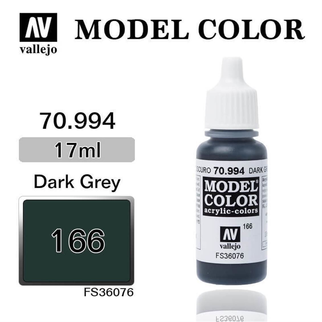 Vallejo 70994 17 ml. (166) Dark Grey-Matt, Model Color Serisi Model Boyası