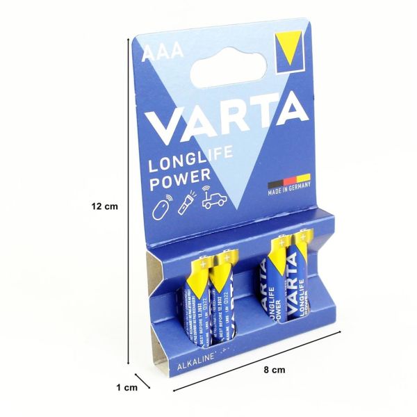 Varta 4903 AAA İnce Kalem Pil, Longlife Power Alkalin, 4 Adet