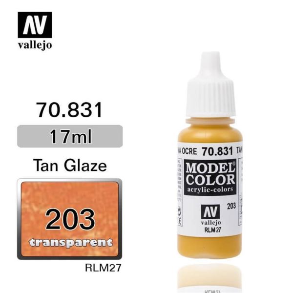 Vallejo 70831 17 ml. (203) Tan Glaze-Glaze, Model Color Serisi Model Boyası