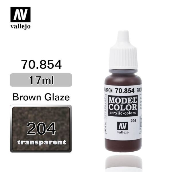 Vallejo 70854 17 ml. (204) Brown Glaze-Glaze, Model Color Serisi Model Boyası