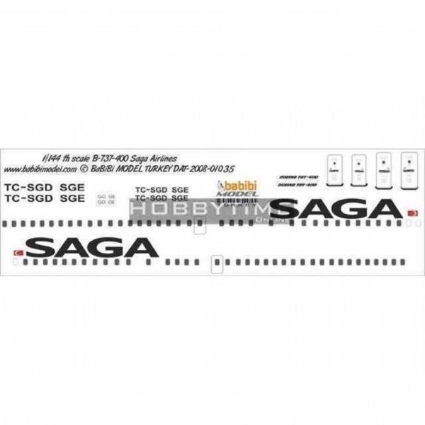 Babibi DAT01035 1/144 Ölçek, Saga Airlines, Boeing 737-400, Dekal Çıkartma